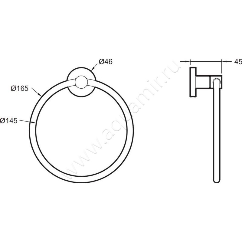 Полотенцедержатель Jacob Delafon Eo E77822-CP размеры