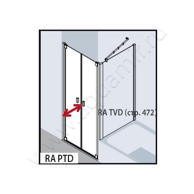 Маятниковая душевая дверь в нишу Kermi Raya RAPTD120201AK размеры
