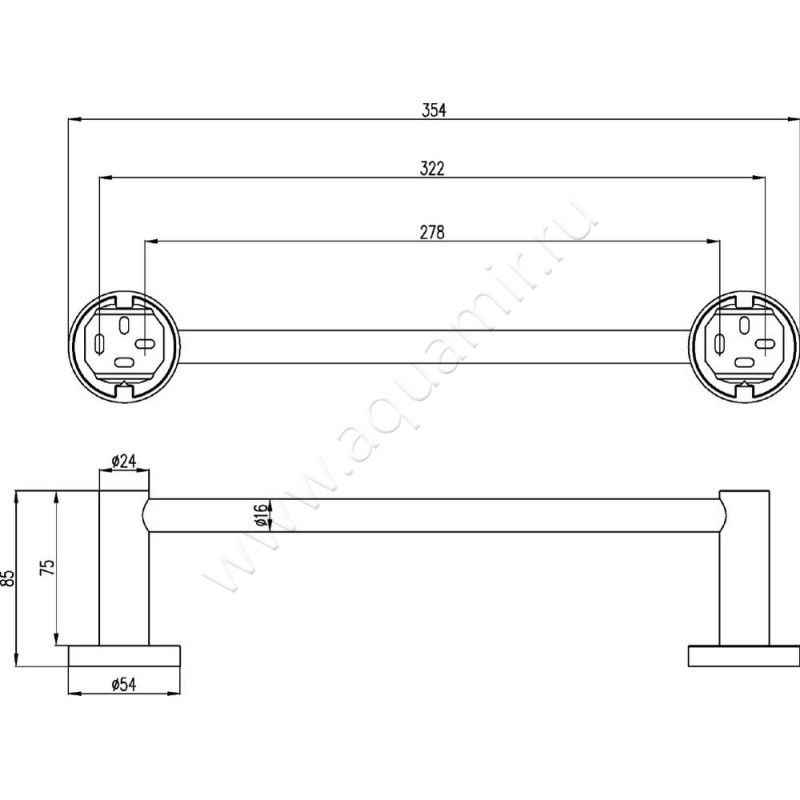 Полотенцедержатель Villeroy & Boch Elements Tender TVA15102100061 размеры