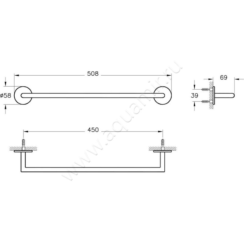 Полотенцедержатель Vitra Origin A44886 размеры