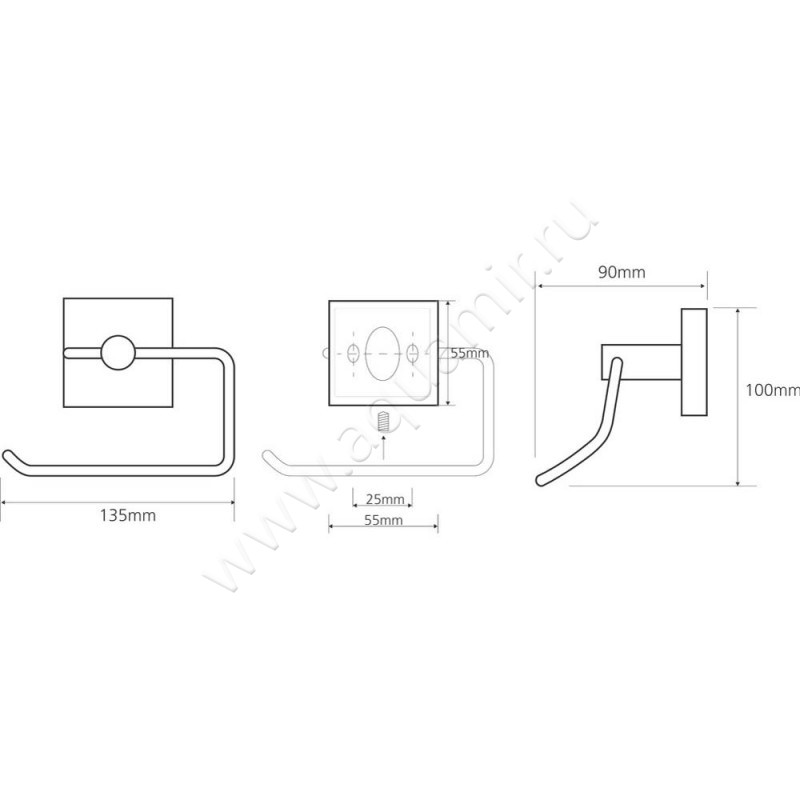 Держатель туалетной бумаги Bemeta Beta 132112042 размеры
