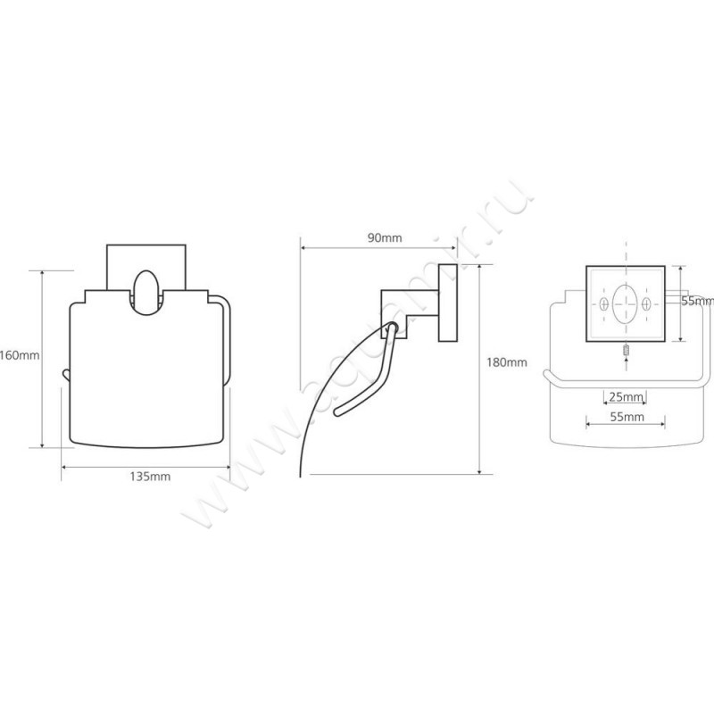 Держатель туалетной бумаги Bemeta Beta 132112012 размеры
