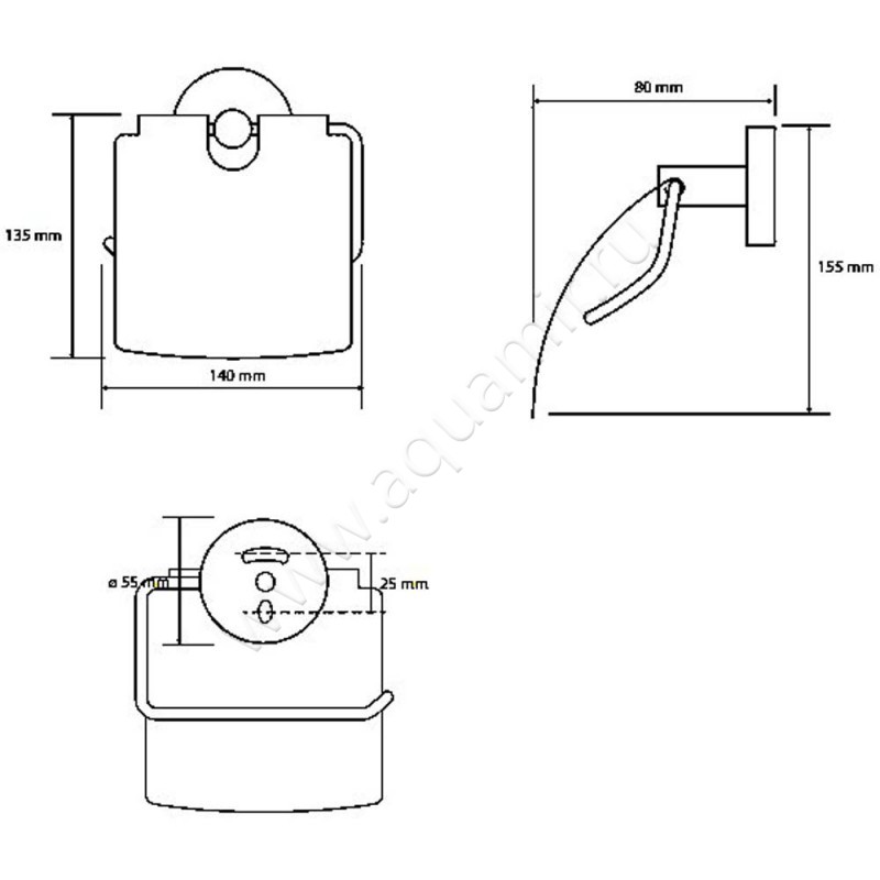 Держатель туалетной бумаги Bemeta Graphit 156112012 размеры
