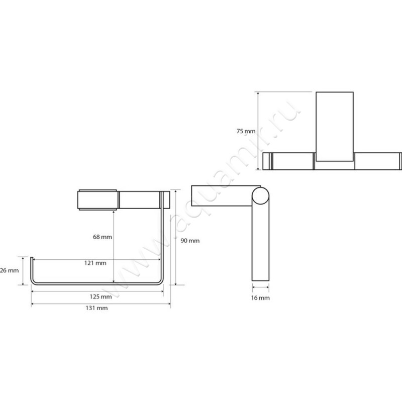 Держатель туалетной бумаги Bemeta Nero 135012220 размеры