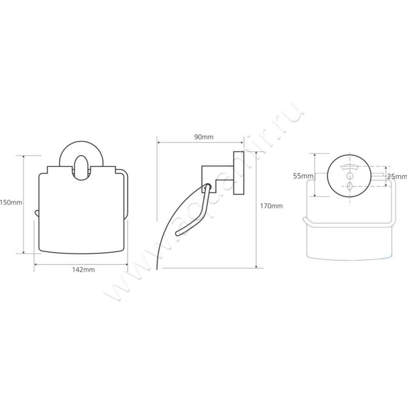 Держатель туалетной бумаги Bemeta Omega 104212012 размеры