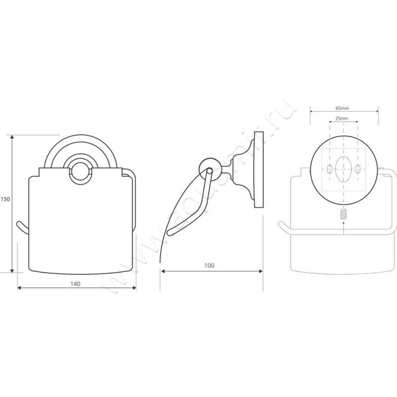 Держатель туалетной бумаги Bemeta Retro 144212018 размеры