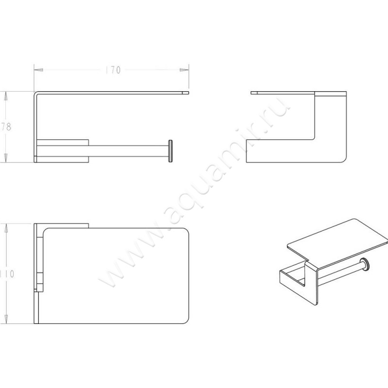 Держатель туалетной бумаги Boheme Q 10941-G-B размеры