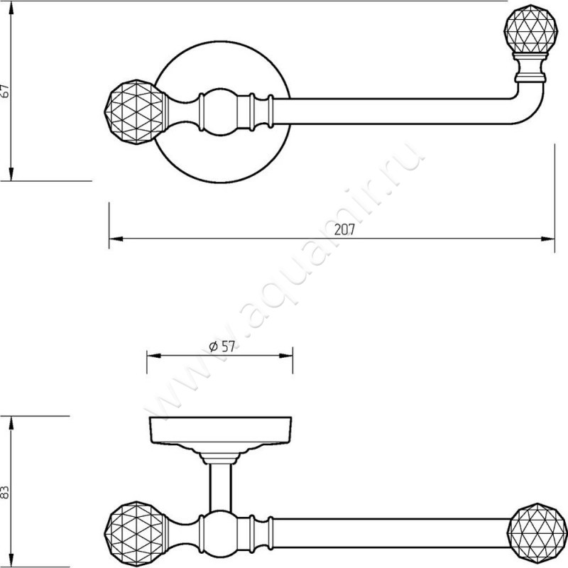 Держатель туалетной бумаги Migliore Amerida 16595 размеры