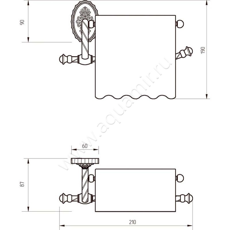 Держатель туалетной бумаги Migliore Edera 16910 размеры