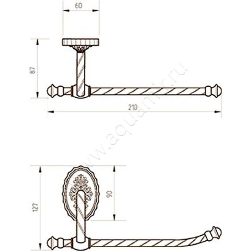 Держатель туалетной бумаги Migliore Edera 16911 размеры