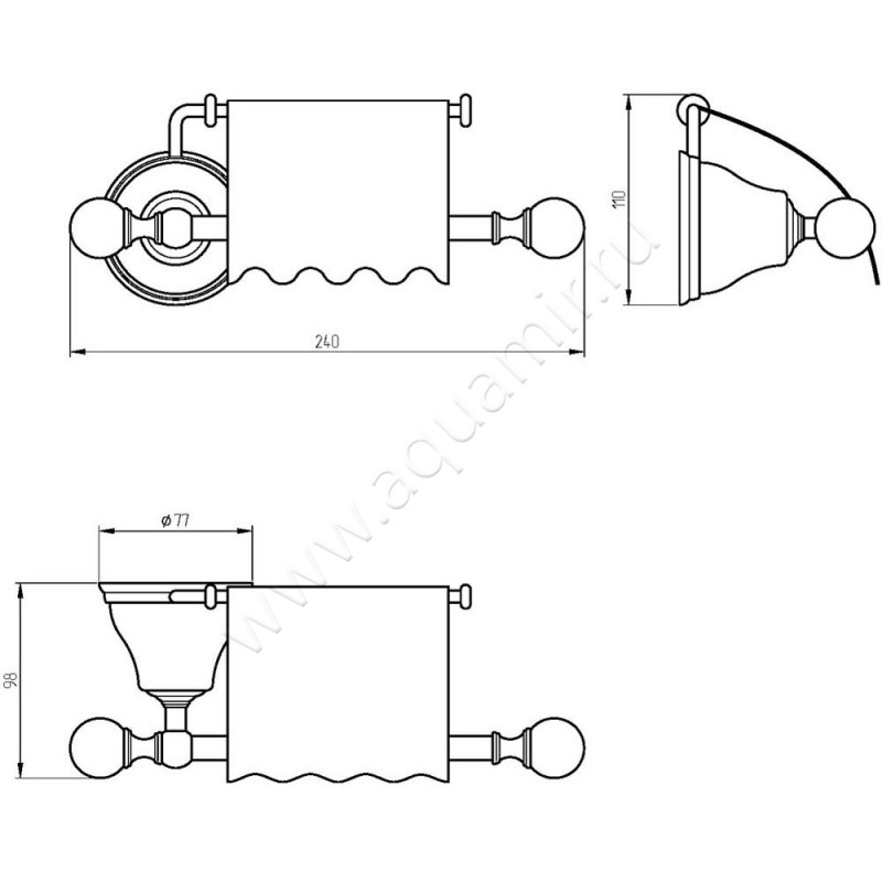 Держатель туалетной бумаги Migliore Provance 17653 размеры