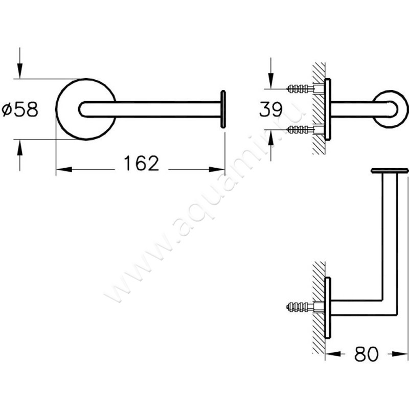 Держатель туалетной бумаги Vitra Origin A44887 размеры