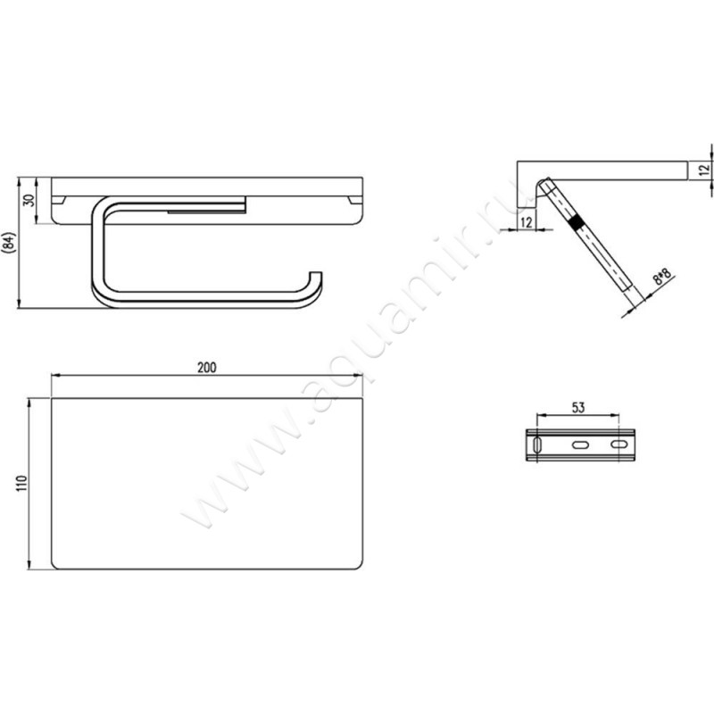 Держатель туалетной бумаги Villeroy & Boch Elements Striking TVA15202300061 размеры