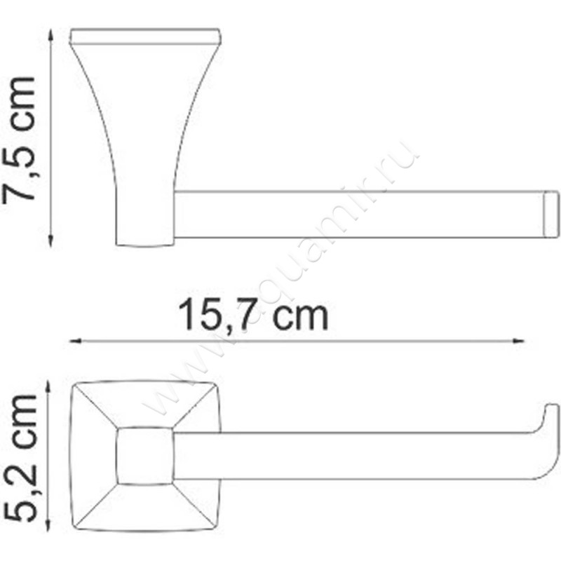 Держатель туалетной бумаги Wasserkraft Wern K-2596 размеры