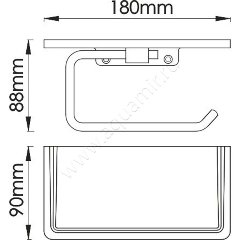 Держатель туалетной бумаги Wasserkraft K-1525 размеры