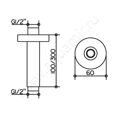 Душевой кронштейн Keuco Plan 51689 010300 размеры