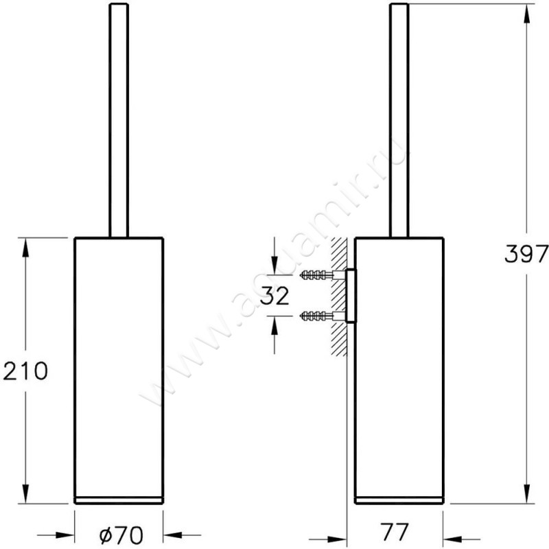 Ершик Vitra Origin A4489436 размеры