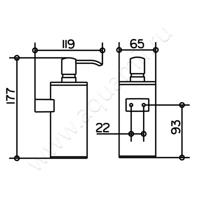 Дозатор Keuco Plan 14953010100 размеры