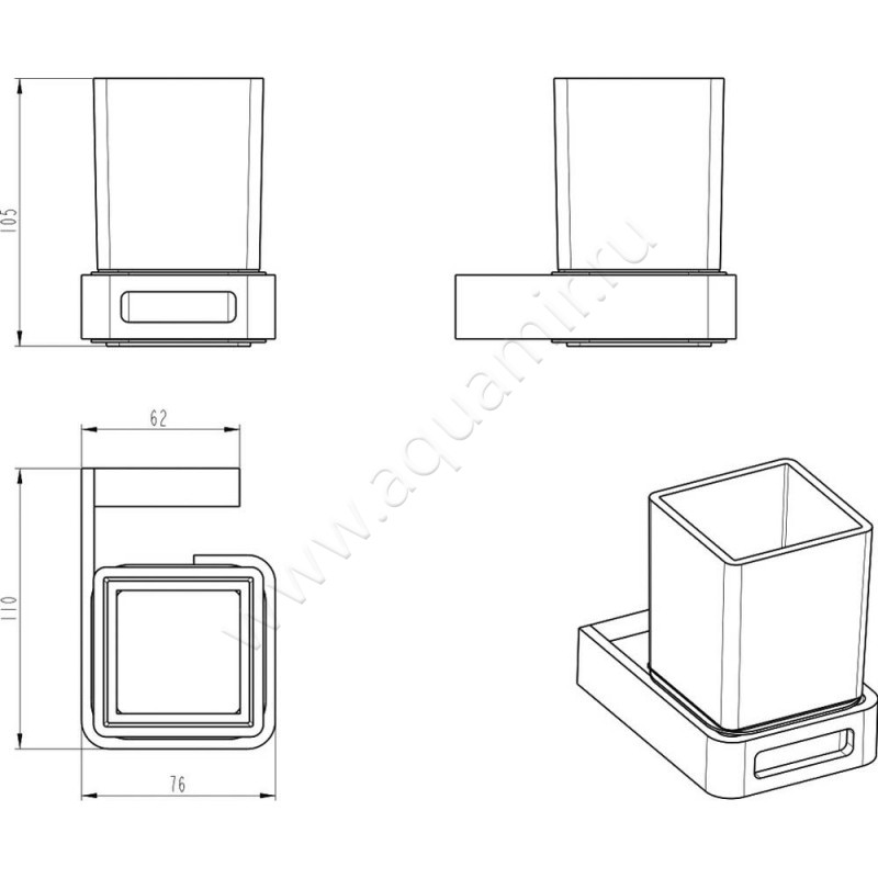 Стакан Boheme Q 10944-GM размеры