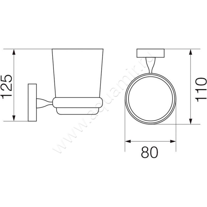 Стакан Veragio Bonjour VR.BNR-7840.BR размеры