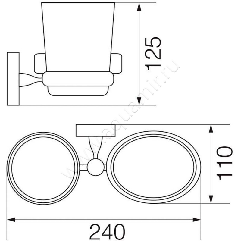 Стакан Veragio Bonjour VR.BNR-7843.CR размеры