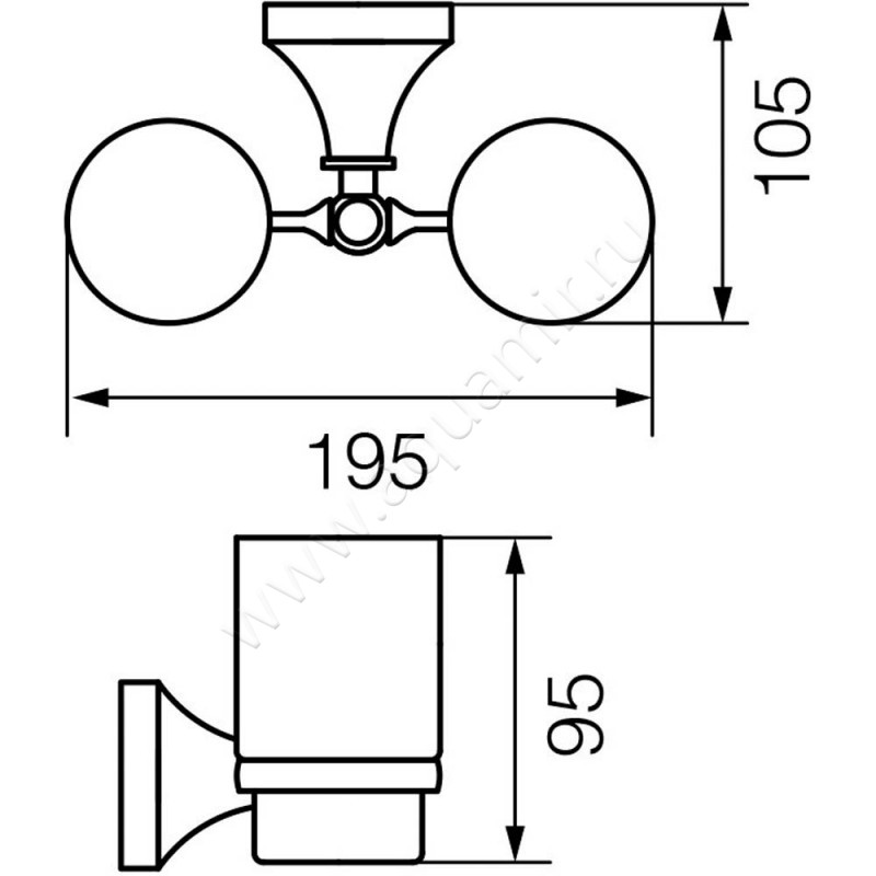 Стакан Veragio Gialetta VR.GIL-6442.DO размеры