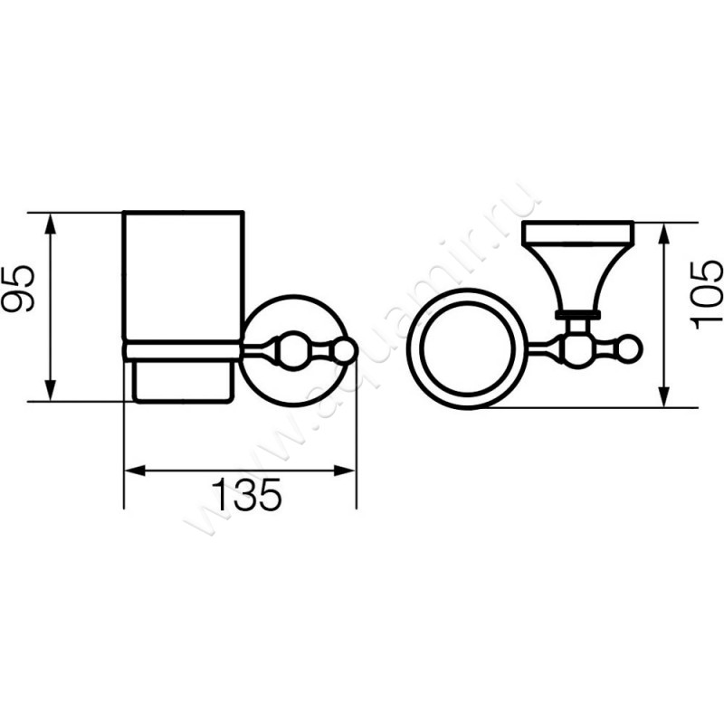 Стакан Veragio Gialetta VR.GIL-6440.DO размеры