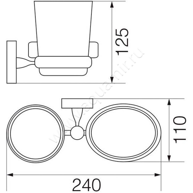 Стакан Veragio Stanford VR.STD-7743.BR размеры