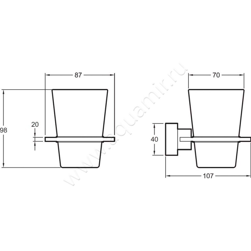 Стакан Jacob Delafon Eo E77866-CP размеры