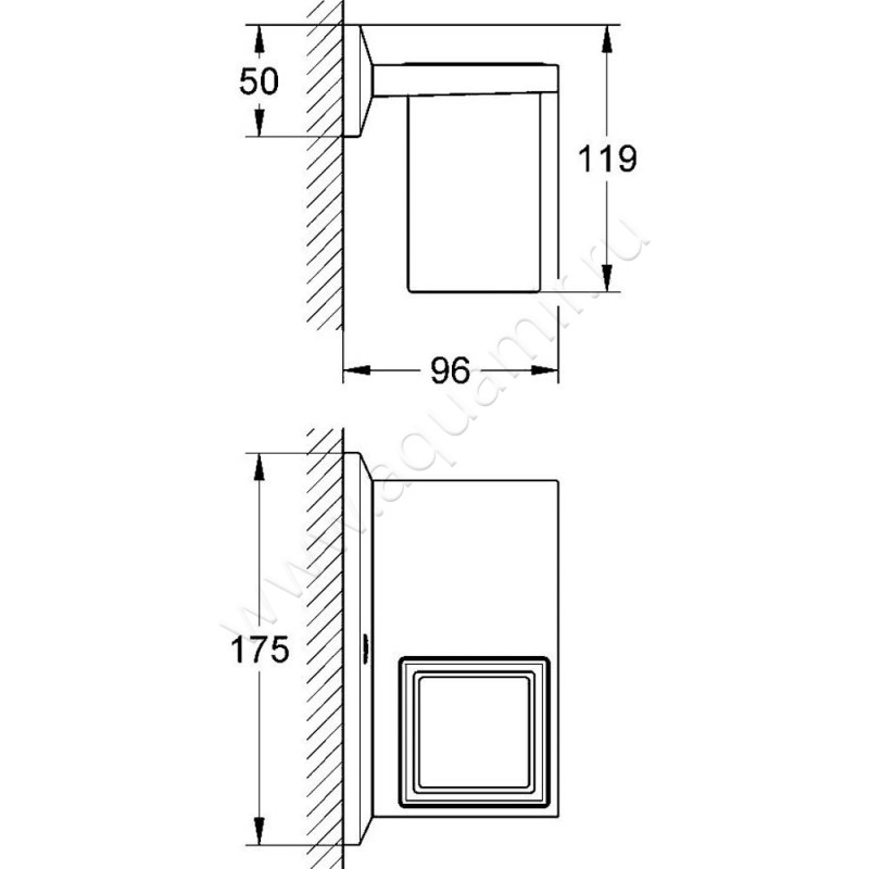 Стакан Grohe Allure Brilliant 40503000 размеры