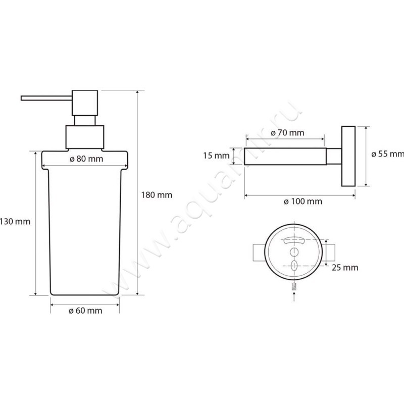 Дозатор Bemeta Dark 104109010 размеры