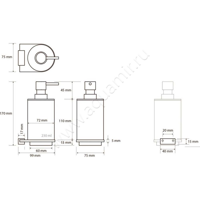 Дозатор Bemeta Galla 108109010 размеры