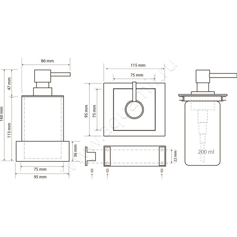 Дозатор Bemeta Gamma 145409012 размеры