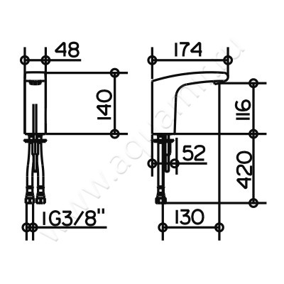 Бесконтактный смеситель для раковины Keuco ELEGANCE 51613010100 размеры
