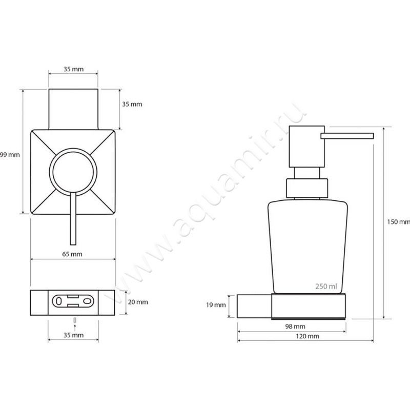 Дозатор Bemeta Nero 135009040 размеры