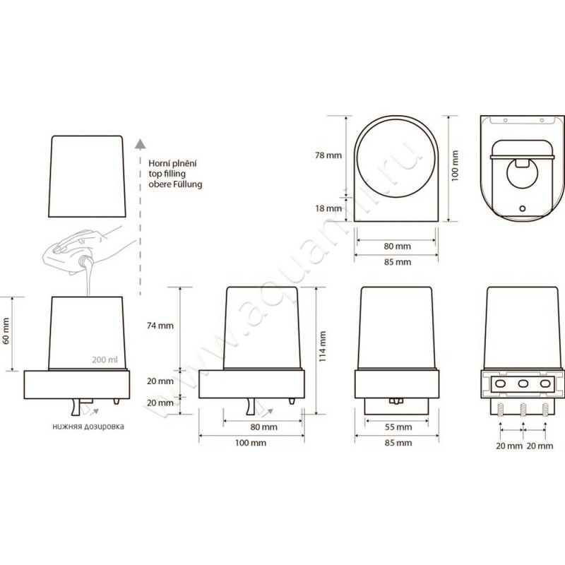 Дозатор Bemeta Omega 104309322 размеры