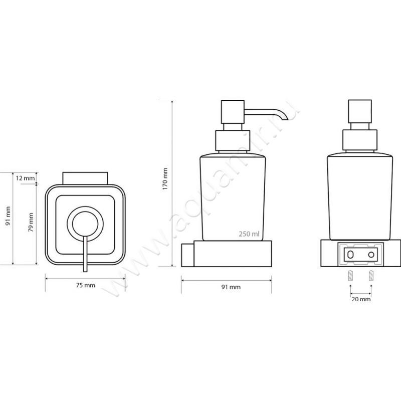 Дозатор Bemeta Solo 139109042 размеры