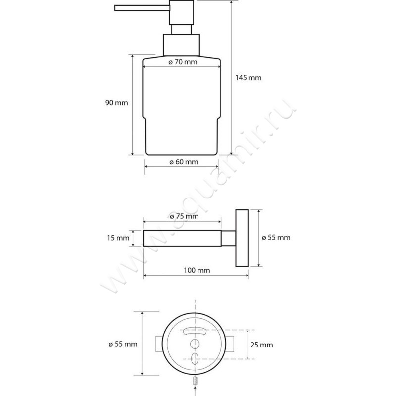 Дозатор Bemeta White 104109104 размеры