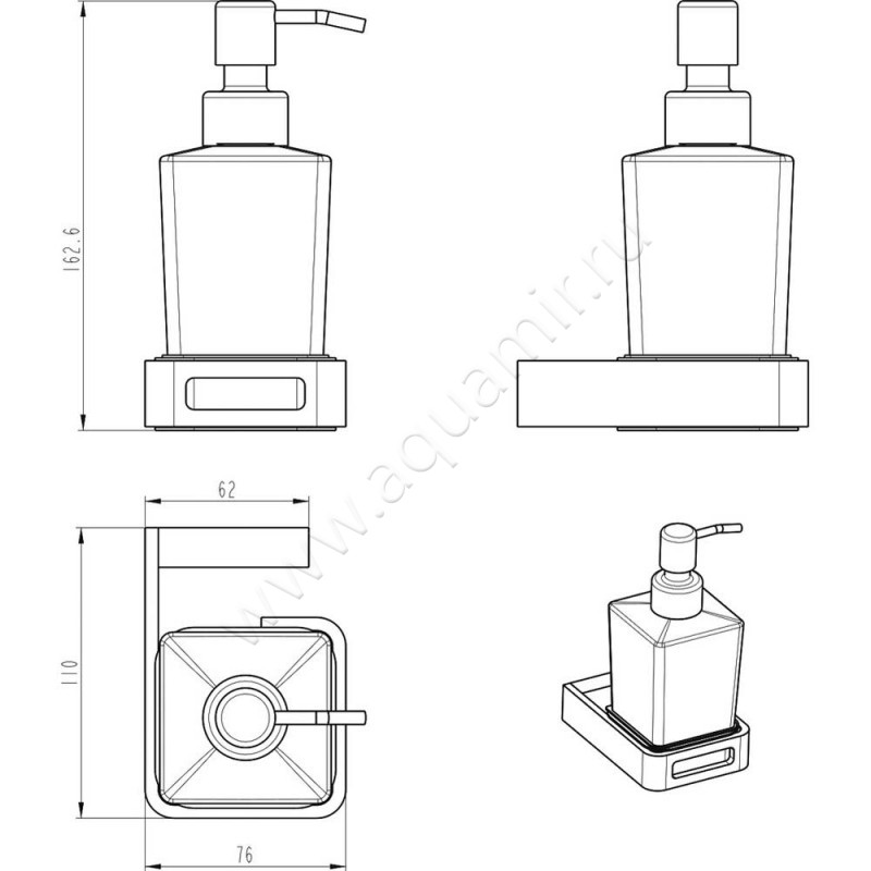 Дозатор Boheme Q 10957-MW размеры