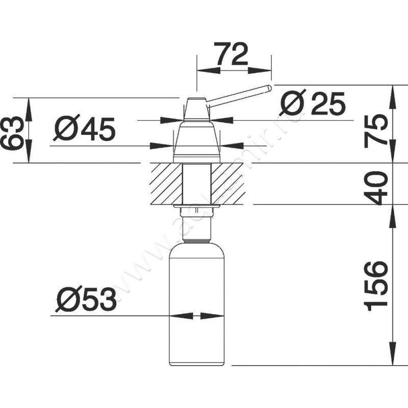Дозатор Blanco Tiga 510769 размеры