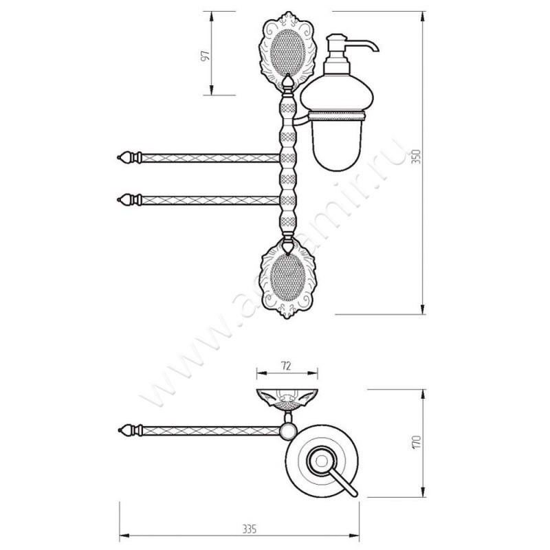 Полотенцедержатель Migliore Cleopatra 16699 размеры
