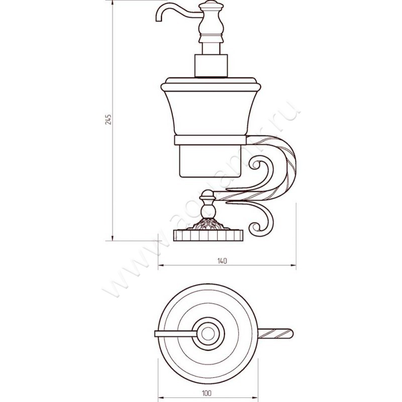 Дозатор Migliore Edera 16913 размеры