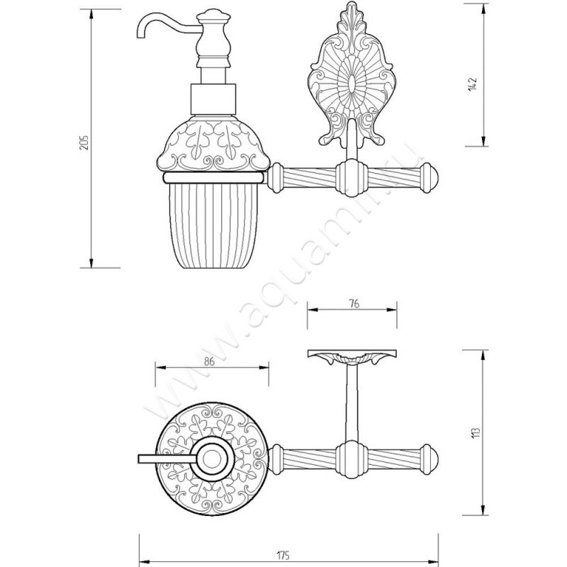 Дозатор Migliore Elisabetta 17027 размеры