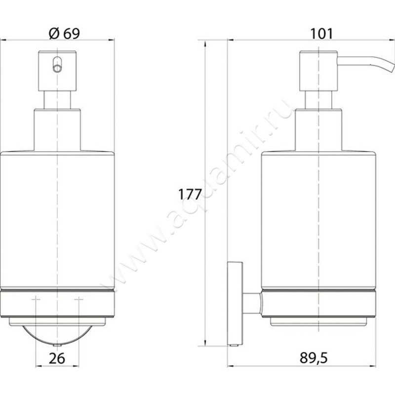 Дозатор Emco Round 4321 001 00 размеры
