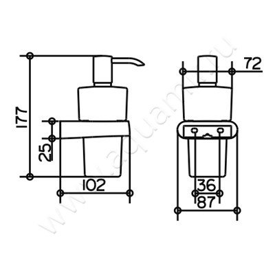 Дозатор Keuco Elegance 11654019000 размеры