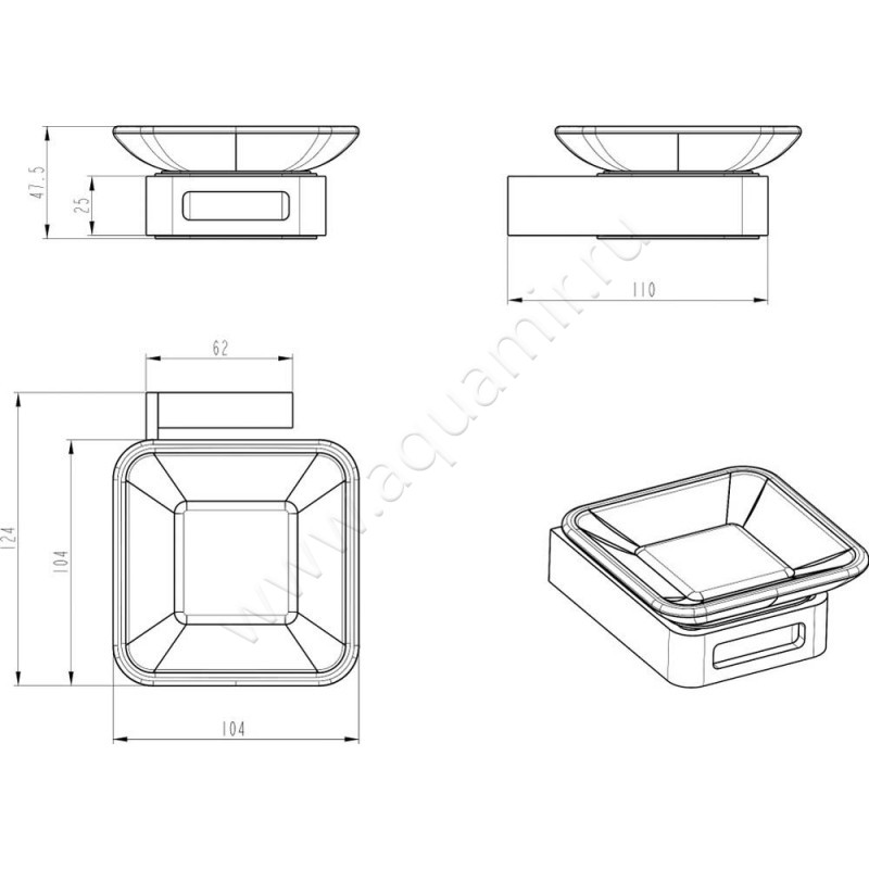 Мыльница Boheme Q 10943-G-B размеры