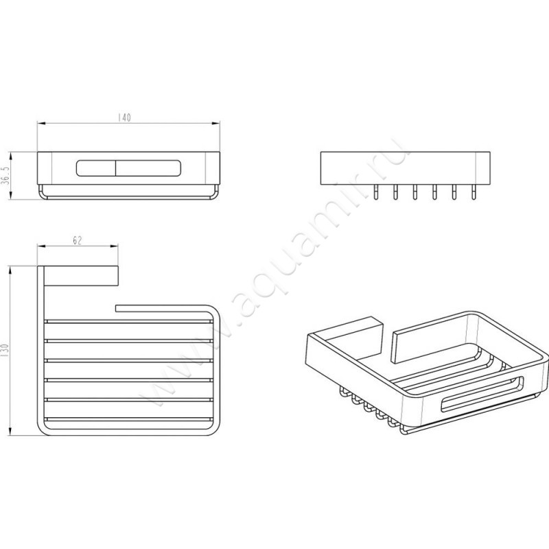 Мыльница Boheme Q 10959-G-B размеры
