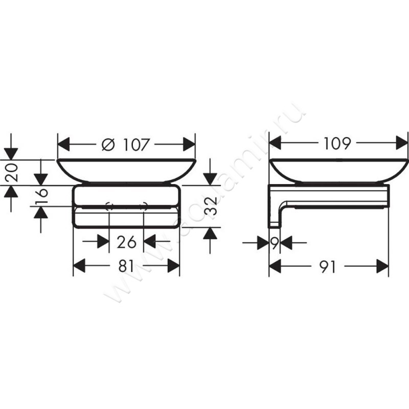 Мыльница Hansgrohe AddStoris 41746990 размеры