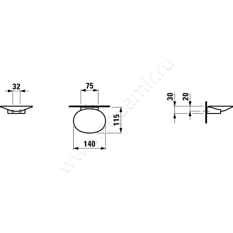 Мыльница Laufen The New Classic 8.7385.6.000.000.1 размеры