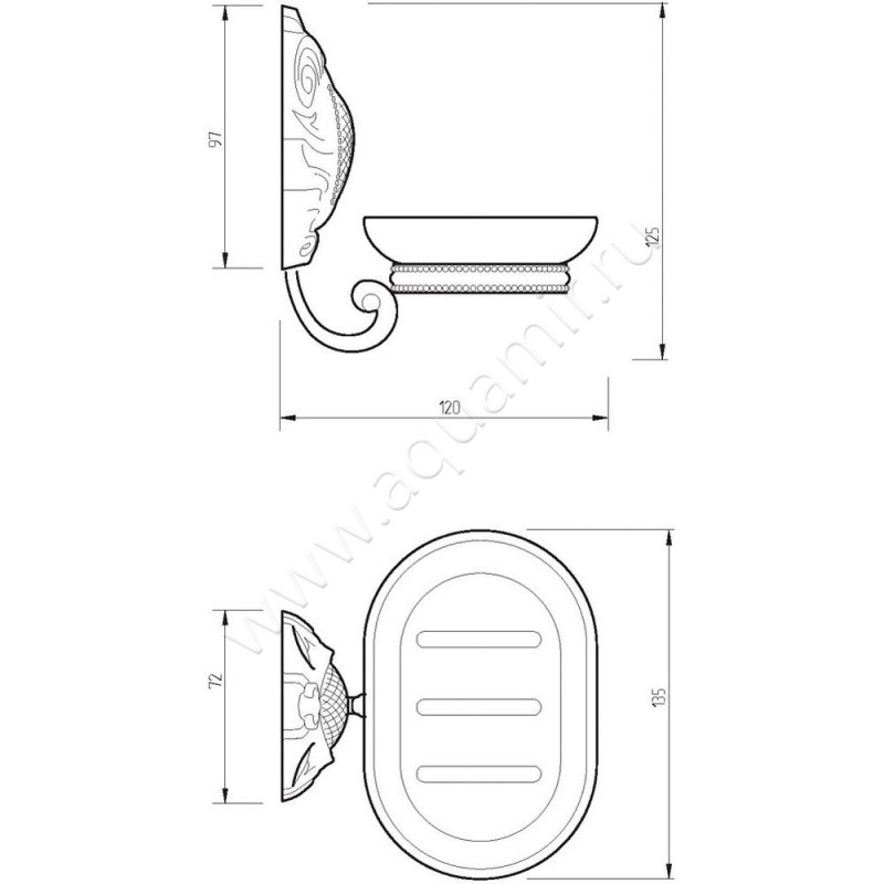 Мыльница Migliore Cleopatra 16679 размеры